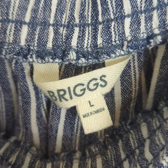 Beachy Loungewear Linen Rayon Striped Pull-on Straight Wide Leg Pants Women's L - Picture 2 of 10